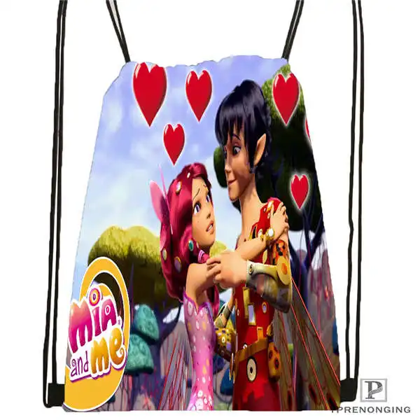 Custom Mia And Cartoon Me 1 Drawstring Backpack Bag for Man Woman Cute Daypack Kids Satchel