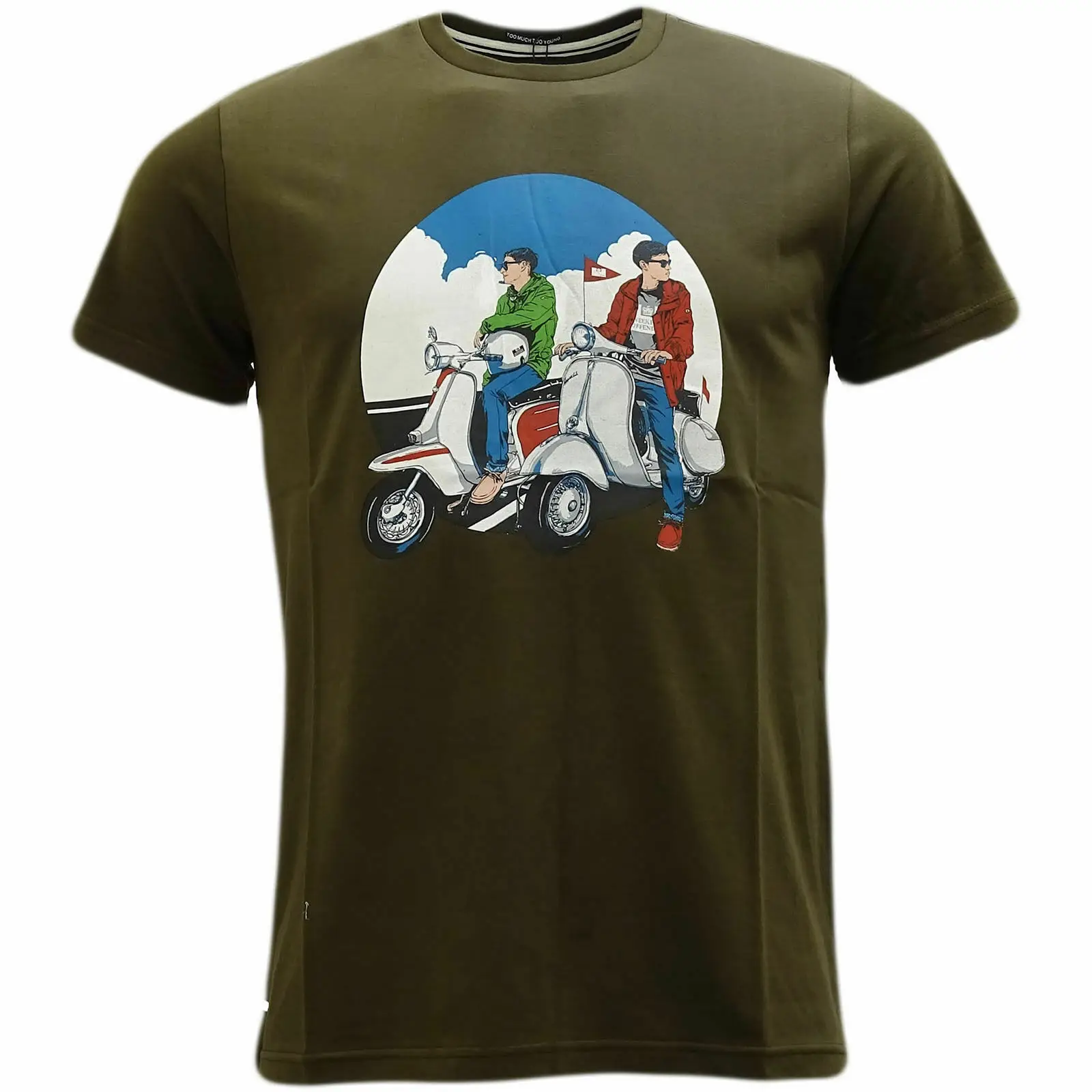 

WEEKEND OFFENDER Scooters khaki Mod Vespa Lambretta T-shirt size large