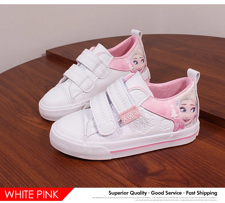 Princess Girls Shoes For Kids Fashion Elsa Anna Kids Shoes 2019 Ice Snow Queen Casual Children Shoe Girl Sneakers White Flat 585 (6)