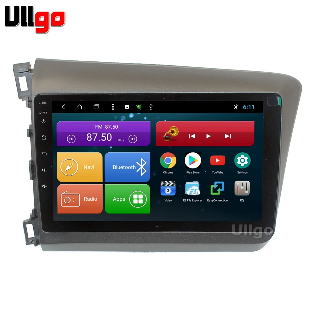 Perfect 9 inch Octa Core Android 8.1 Car Head Unit for Honda Civic 2012 LHD Autoradio GPS Car Stereo with Radio RDS BT Mirrorlink Wifi 0