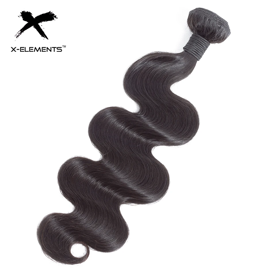 X-Elements  Human Hair Bundles Body Wave  1 Bundles Non-Remy  Peruvian Hair Weaves Natural Color 8-26 Hair Extensions (1)