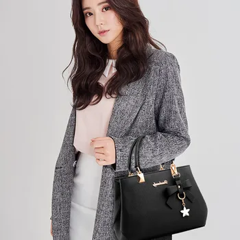 

35# Women Leather Handbag Shoulder Bag Messenger Satchel Shoulder Crossbody Black Sac A Main Femme De Marque Luxe Cuir 2018