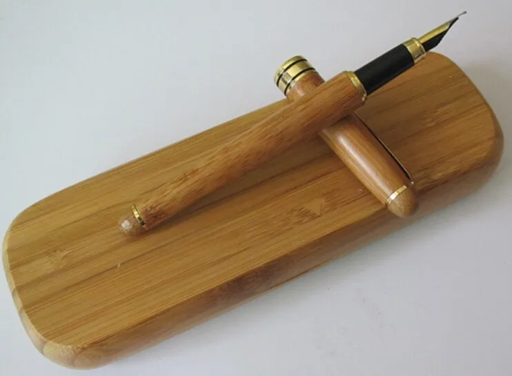 Bamboo pen+ Бамбук ящик для канцелярских подарок/канцелярские принадлежности/логотип компании/школа использования, Может гравировки логотип на них