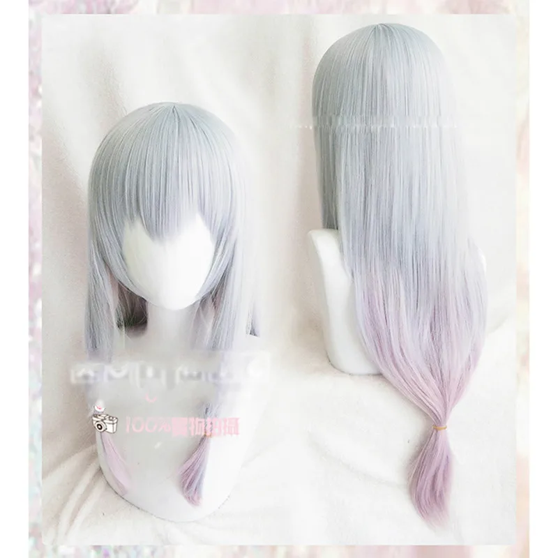 

Eromanga Sensei Sagiri Izumi Cosplay Wigs Silver Mixed Pink Heat Resistant Synthetic Hair Perucas Cosplay Wig+wig cap