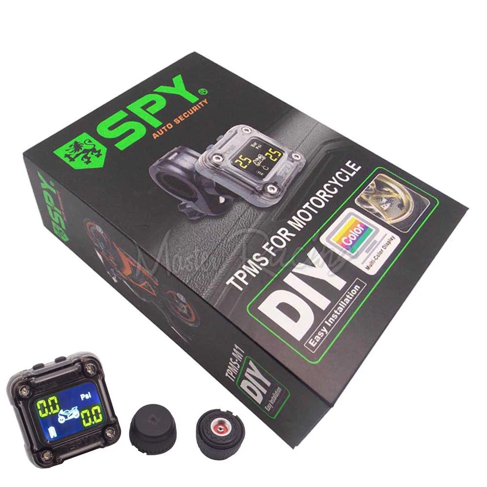 

SPY Motorcycle Tire Pressure Monitoring System Digital Wireless External Sensor LCD Display Waterproof Alarm Systems Security