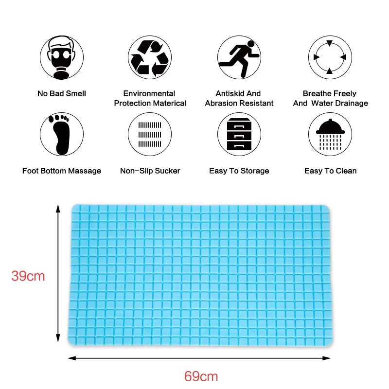 Sdarisb 40*70 прямоугольник пластика ПВХ мягкая плотная Ванны Коврик непрозрачные присоски красочные Ванна Коврик S Ванная комната Коврик синий