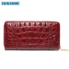 VICKAWEB Wristlets Women Wallets 3D Crocodile Pu Leather Wallet Long Zipper  Women Purses Alligator Fashion Wallet Female Purse ► Photo 3/6