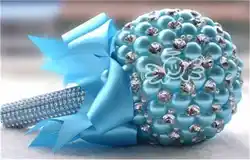 Boquet Цветы Букет кристаллами Свадебные букет для невесты ручной работы аксессуары, украшенные красивыми жемчужинами, Бисер для невеста