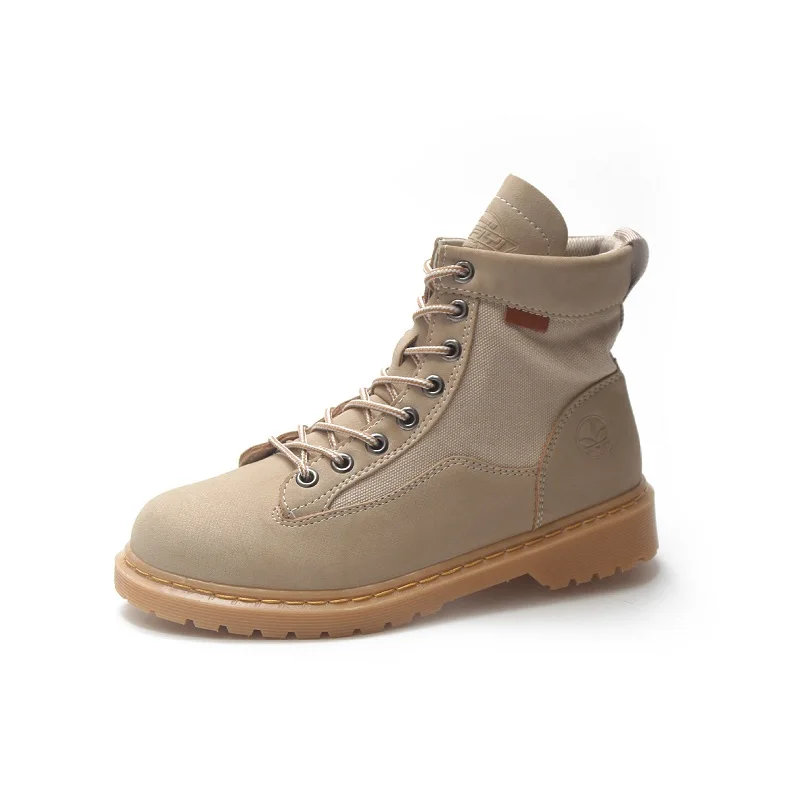 

2018 autumn new European and American large size round head front tie casual wild student casual women's boots gray ljj 1121
