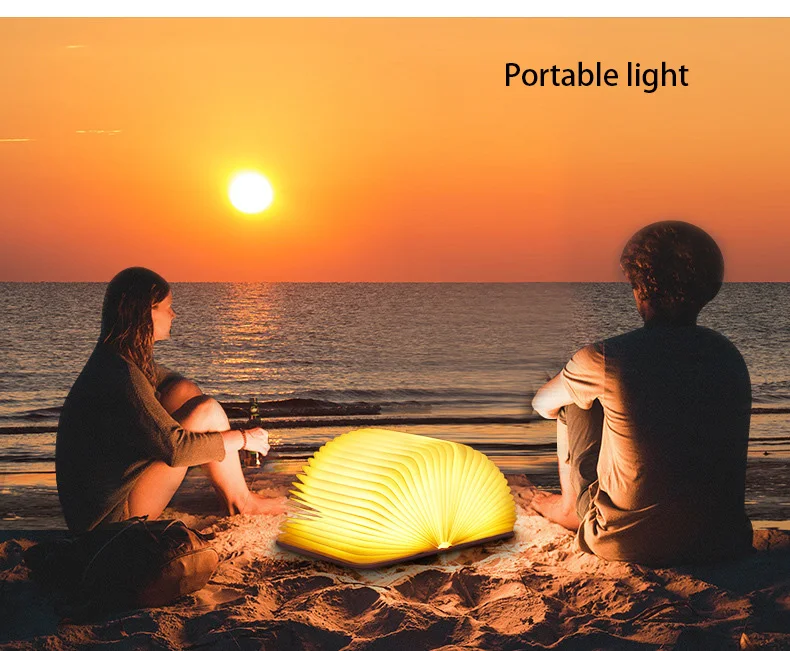 Neue Kreative Holz Faltbar Seiten Buch Licht Geführt Buch Form Beleuchtung Lampe Tragbaren Nachtlicht USB Wiederaufladbare Tischlampe