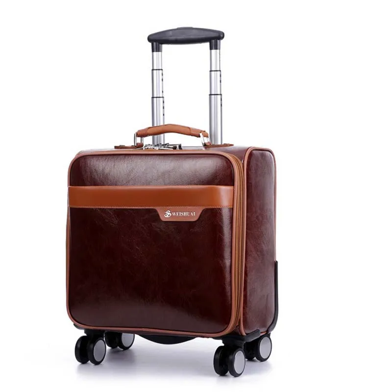 Бизнес свободного покроя мужская доска шасси чемодан заклинатель 16 дюймов тележка кожи масло сейф прокатки багажа тележки дорожная сумка чемодан на колесах сумка мужская чемодан на колесиках сумка на колесах