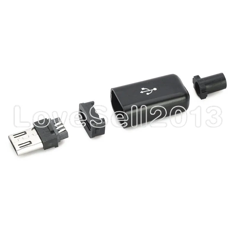 10 шт./лот DIY Micro USB штекер разъемы комплект с чехлами черный цвет