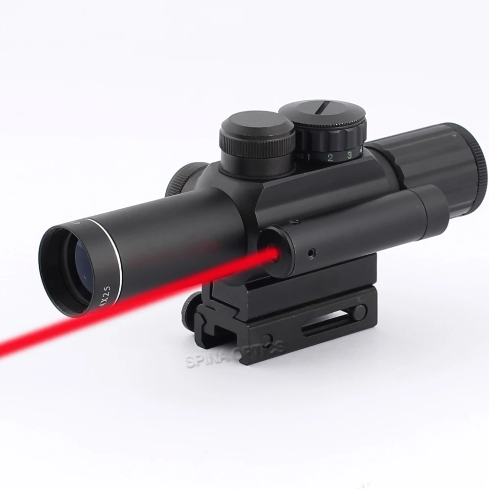 

SPINA OPTICS Compact Laser Riflescope M6 4X25 Riflescope Illuminated Tactical Riflescope with Green Laser Hunting Scope