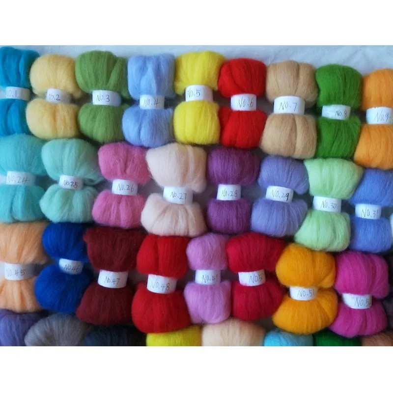 WFPFBEC 127 colors needle felting wool for roving wool fiber combed 100% merino felt 635g 5g/color alpaca Curly Fiber