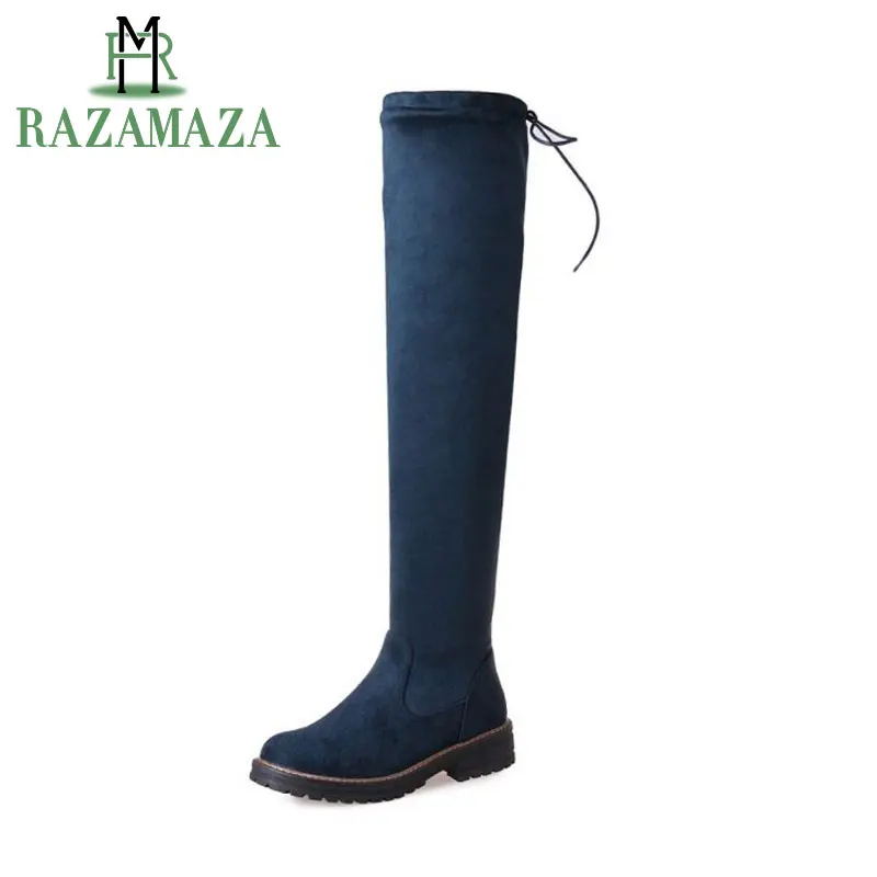 

ZALAVOR Size 34-43 Women Over Knee Boots Thick Fur Flats Boots In Cold Winter Shoes Warm Boots Long Botas For Women Footwears