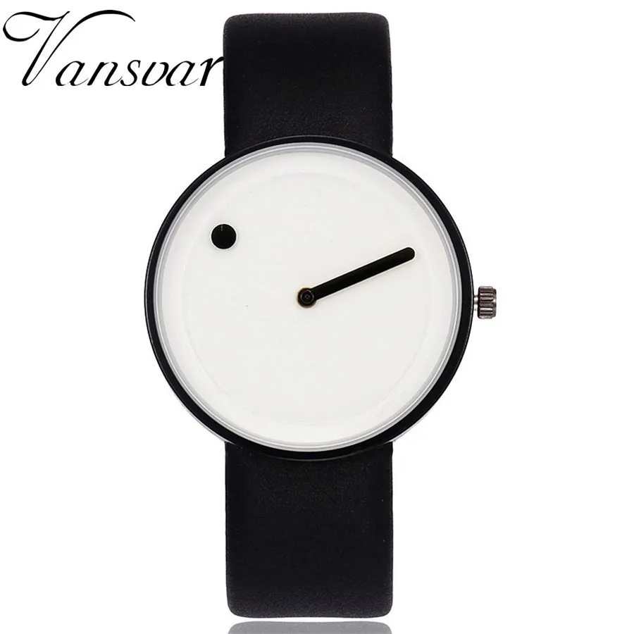 Бренд Vansvar, минималистичный стиль, наручные часы, креативные, для мужчин, женщин, дизайн, точка и линия, простые, для лица, кварцевые часы, подарок, часы - Цвет: black white