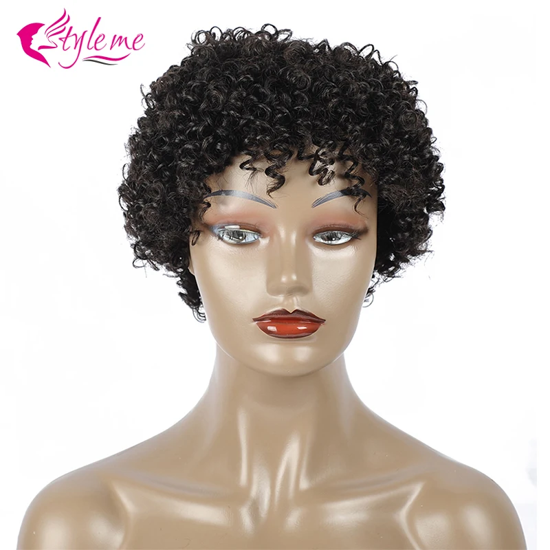 Волосы remy # 1B бразильский парик 150% Боб Джерри Кудрявые человеческие волосы парики для черных женщин короткие предварительно сорванные