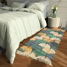 New Creative Gingko Leaves Carpet Bedside Soft Cotton Rectangular Mats Can Machine Washable Rug