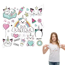 Сладкий наклейки с котом теплопередача Винил на заказ DIY аксессуар для девочек железо на уровне на рюкзаки окружающей среды Firendly Appliqu
