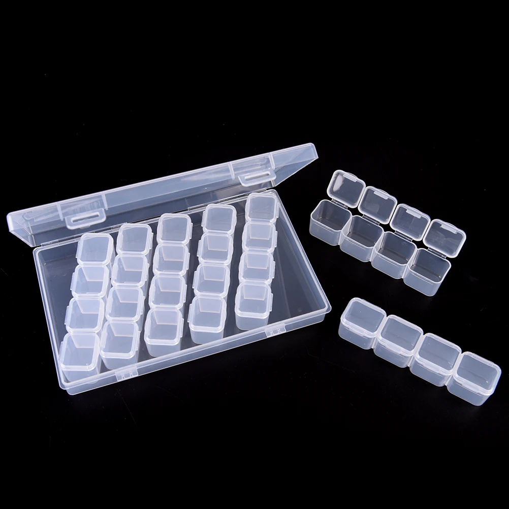 1Pc Clear 28 Lattices Dismountable Diamond Beads Box Rhinestones Earring Pendant Jewelry Accessories Storage Boxes High Quality | Украшения