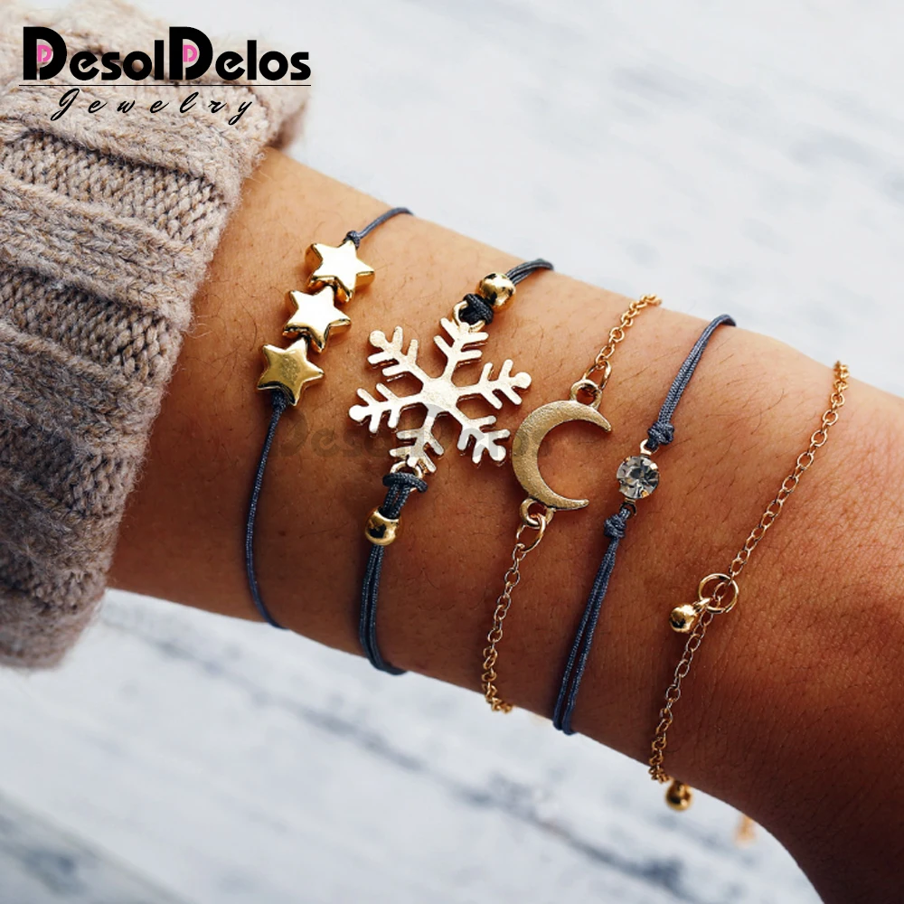 

6PCS/Set Turtle Moon Star ead Charm Bracelets For Women 2019 Boho Crystal Stone Infinite Chain Bracelet Jewelry Wholesale