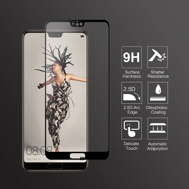VNSTRIP 2 pcs 9H Tempered Glass film for P20 2 5D Full Cover Anti Scratch Curved