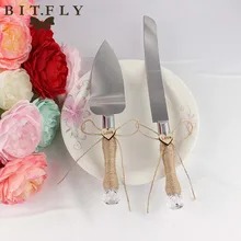 Amor romântico apenas casado Conjunto Bolo Faca Servidor Bolo Pá de Aço Inoxidável Rústico Chuveiro Nupcial Do casamento do presente do partido Decoração(China)