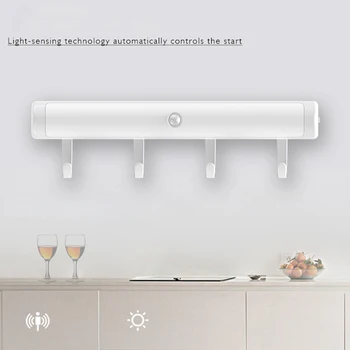 

Bathroom Hallway Stairs Auto On/Off Wall Light with Detachable Hooks IR Motion Sensor LED Night Light Indoor Lighting