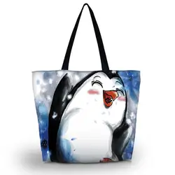 Пингвин Мягкая сумка Для женщин пляжные большой складной плеча Tote Сумка Кошелек Сумочка Путешествия Школа вторичной переработки Сумка