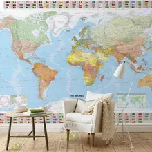 Пользовательские Карта мира Настенные обои для гостиной спальни фон Современные Простые обои домашний декор Papel де Parede 3D