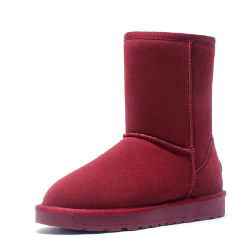 Zapatos mujer/Женская обувь с круглым носком, зимние сапоги, новые зимние сапоги на молнии, женская обувь, женская теплая Классическая обувь - Цвет: -5825 Wine Red
