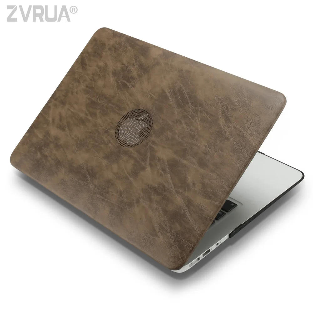 ZVRUA,Crazy horse PU leather top+Hard plastic Laptop Case