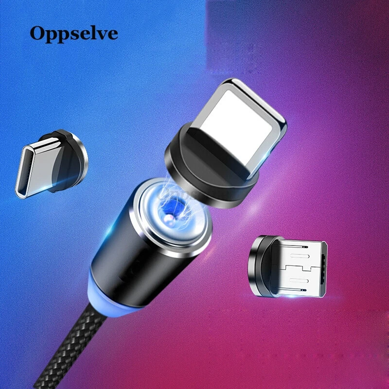 Oppselve 1 м светодиодный магнитный USB кабель для iPhone Xs Max XR X 8 и Type C Micro Samsung Xiaomi Huawei