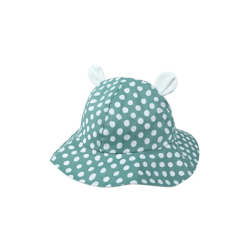 Dots Polka Baby Hat Cute Ears Baby Sun Hat Cotton Bucket Hat Toddler Boy Girl Hat Fashion Outdoor Fisher Hat Baby Girls Clothing (3)