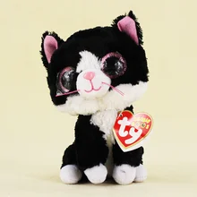 15cm Ty Beanie Boos Big Eyes Plush Toy the Black and White Cat Stuffed Plush Toy