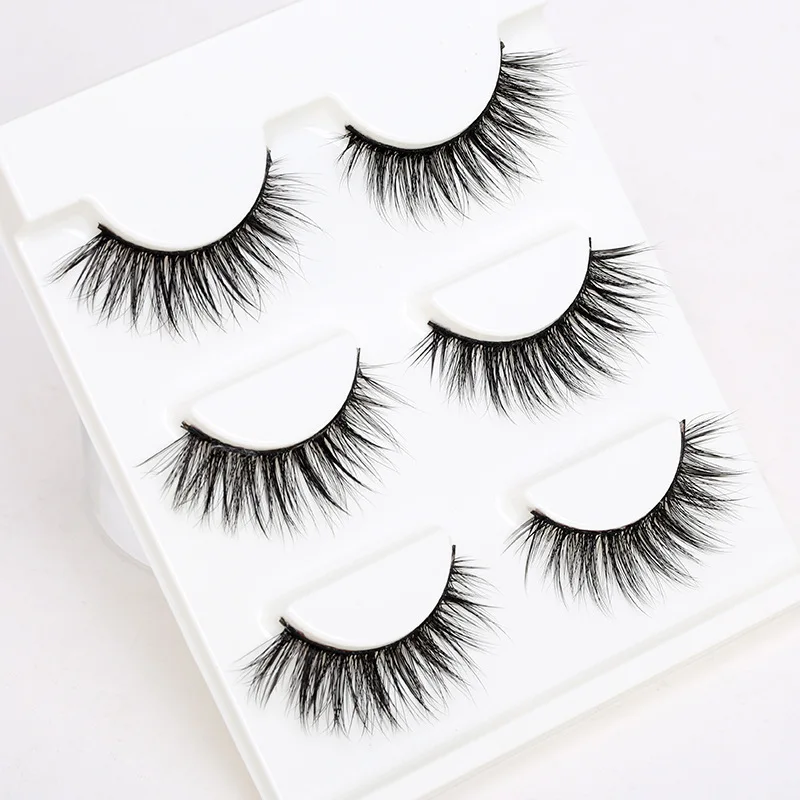 3Pairs 3D Sell Natural Bushy Makeup Cross False Eyelashes