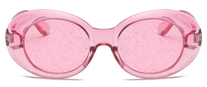 Овальные Солнцезащитные очки для женщин, мужские блестящие линзы, очки, яркие, цветные, Классическая кристальная оправа, Kurt Cobain, солнцезащитные очки, UV400, очки - Цвет линз: Transparent pink