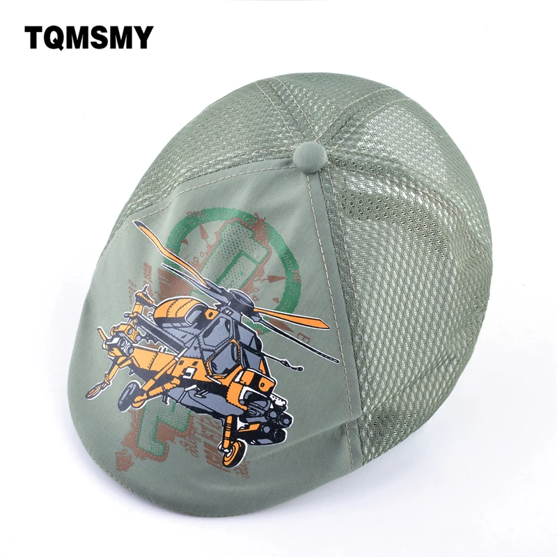

TQMSMY Summer Kids Beret Breathable Mesh bone Helicopter pattern hats For Girls cute cartoon cap Baby Berets boys sun hat gorras