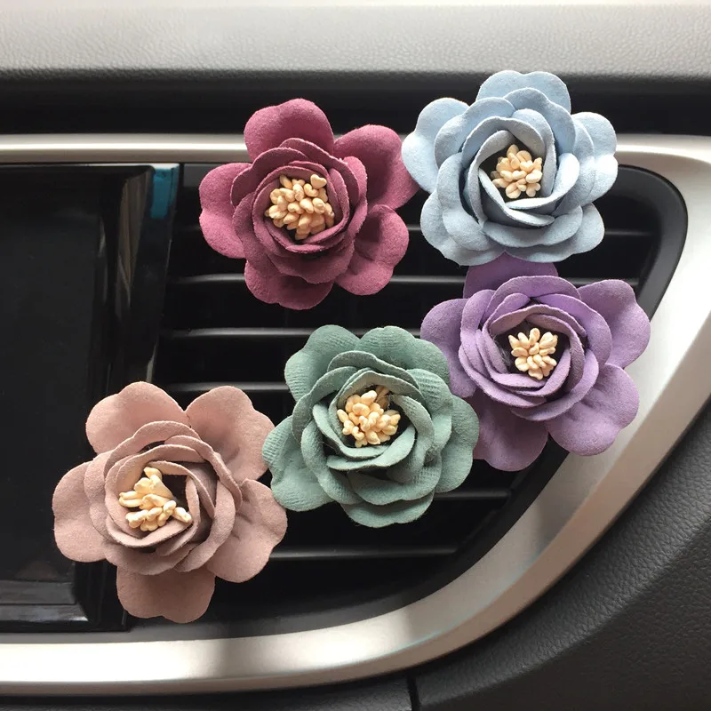 

Romantic Camellia Air Freshener Vent Clip Car Styling Perfume Diffuser For Air Condition Vent Outlet with 1 PERFUME Free