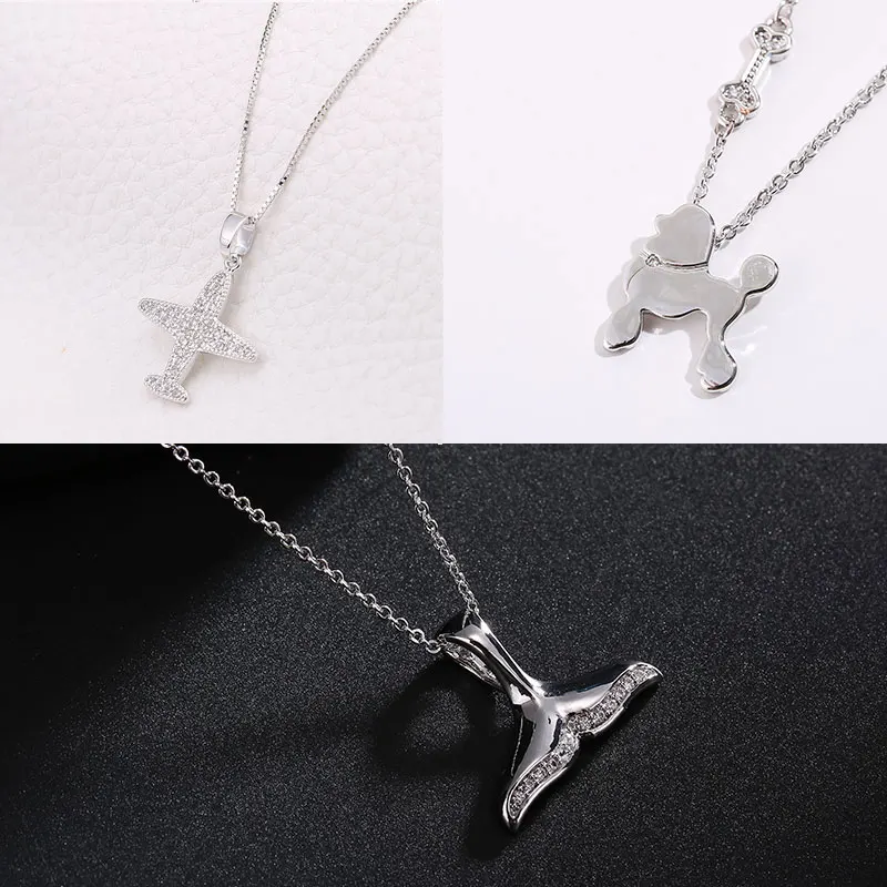 

Romantic Animal Pendant Necklace For Girls 2019 Women Rhinestone Initial Necklace Alphabet Silver color Trendy New Charms