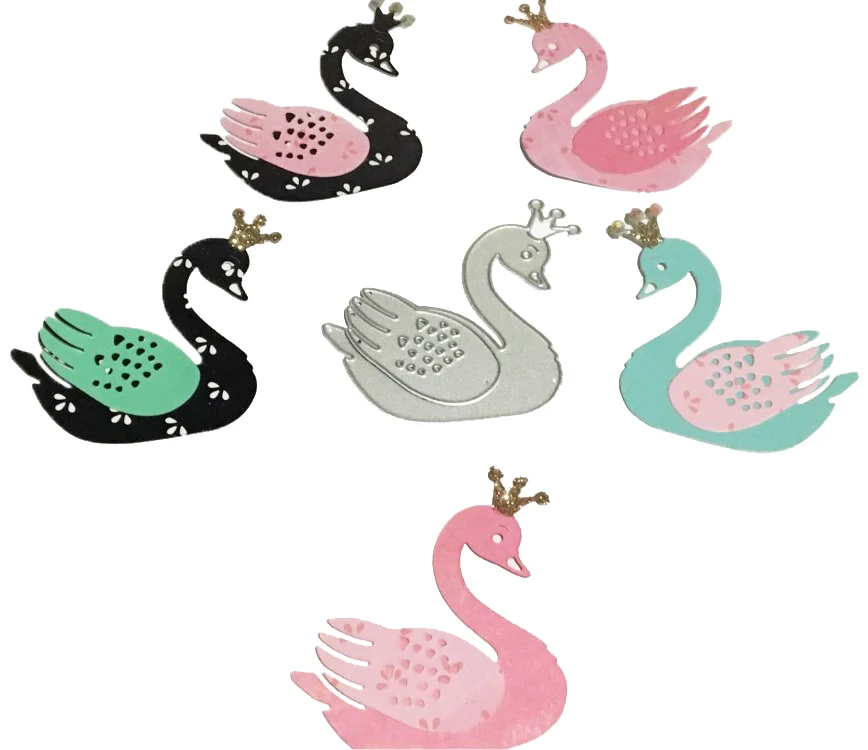 

Swan With Crown Animal Metal Cutting Dies 3D DIY Scrapbooking Carbon Craft Die Photo Frames Invitation Cards Decoration 85x69mm