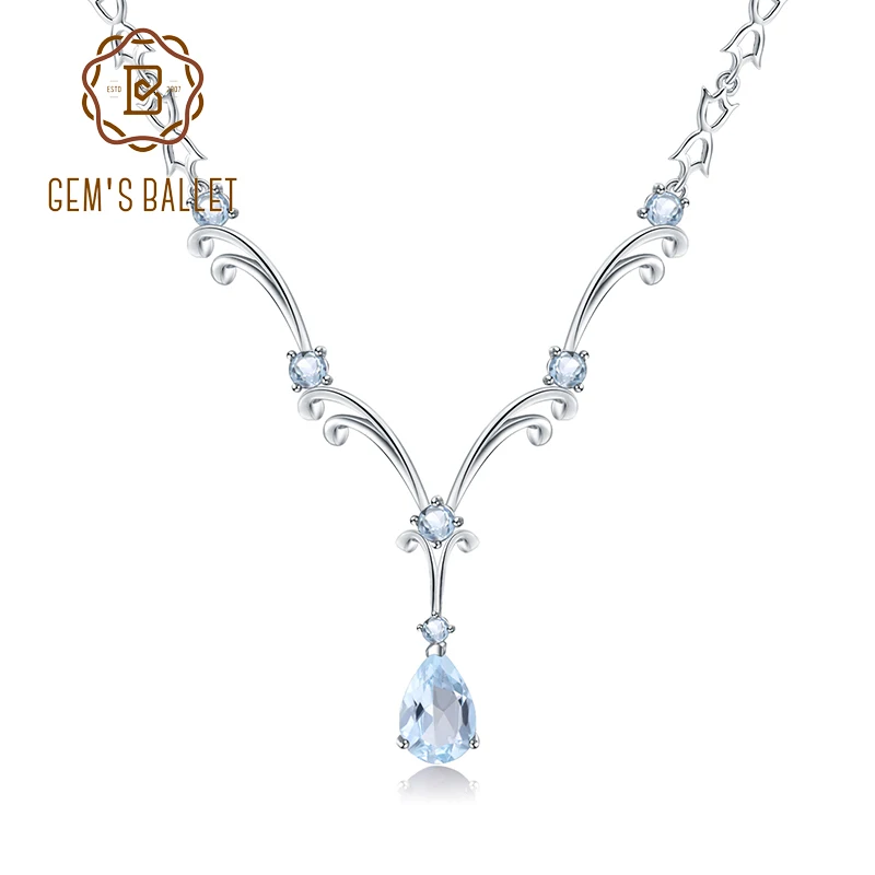 

GEM'S BALLET 5.31Ct Natural Sky Blue Topaz Gemstone Pendant Real 925 Sterling Silver Elegant Necklace for Women Fine Jewelry