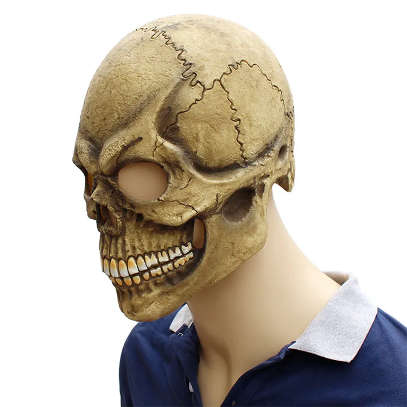 

Realistic Scary Skull Mask Full Head Latex Horror Ghost Halloween Party Mask Costume Cosplay Props Funny Adult