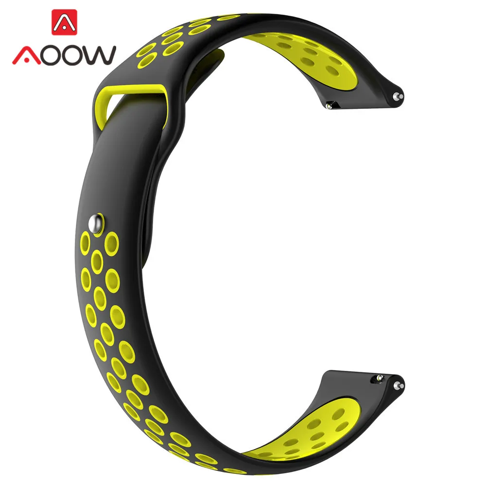 Black Yellow 18 мм 20 мм 22 мм мягкий силиконовый ремешок для часов для samsung Galaxy Watch 42 мм 46 мм спортивный браслет ремешок для gear S2 S3 Huami Amazfit - Цвет ремешка: Black Yellow