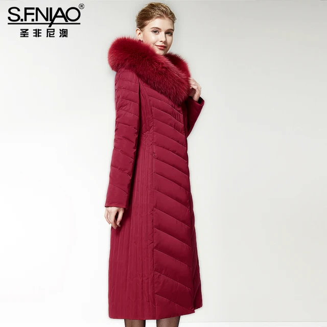 Cheap Australia New White Goose Down Jacket Female Long Thick Knee Thickening Slim Size Winter Coat