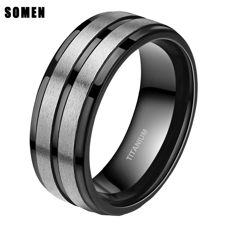 8 мм черный паз матовый Титан для мужчин кольцо Обручальные кольца любовь Обручальное Простые Модные ювелирные изделия bague anel masculino