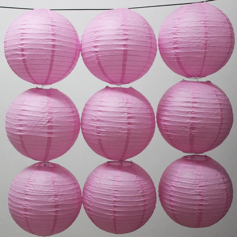 10 Pieces 6 16 Inch Beautiful Pink Round Paper Lantern For Wedding and