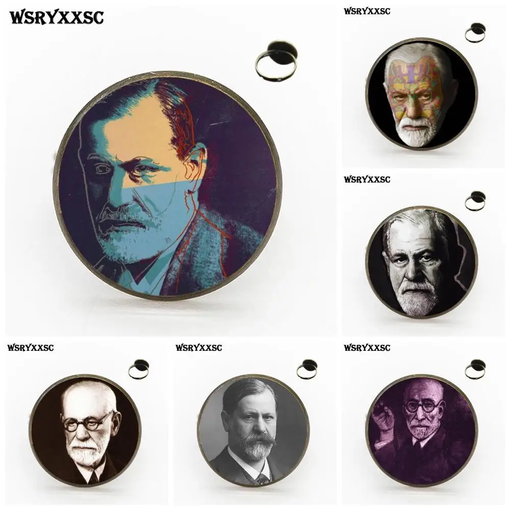 

EJ Glaze For Wedding Sigmund Freud Cheap Fashion Jewelry With Glass Cabochon Bronze/Silver/Golden Rings