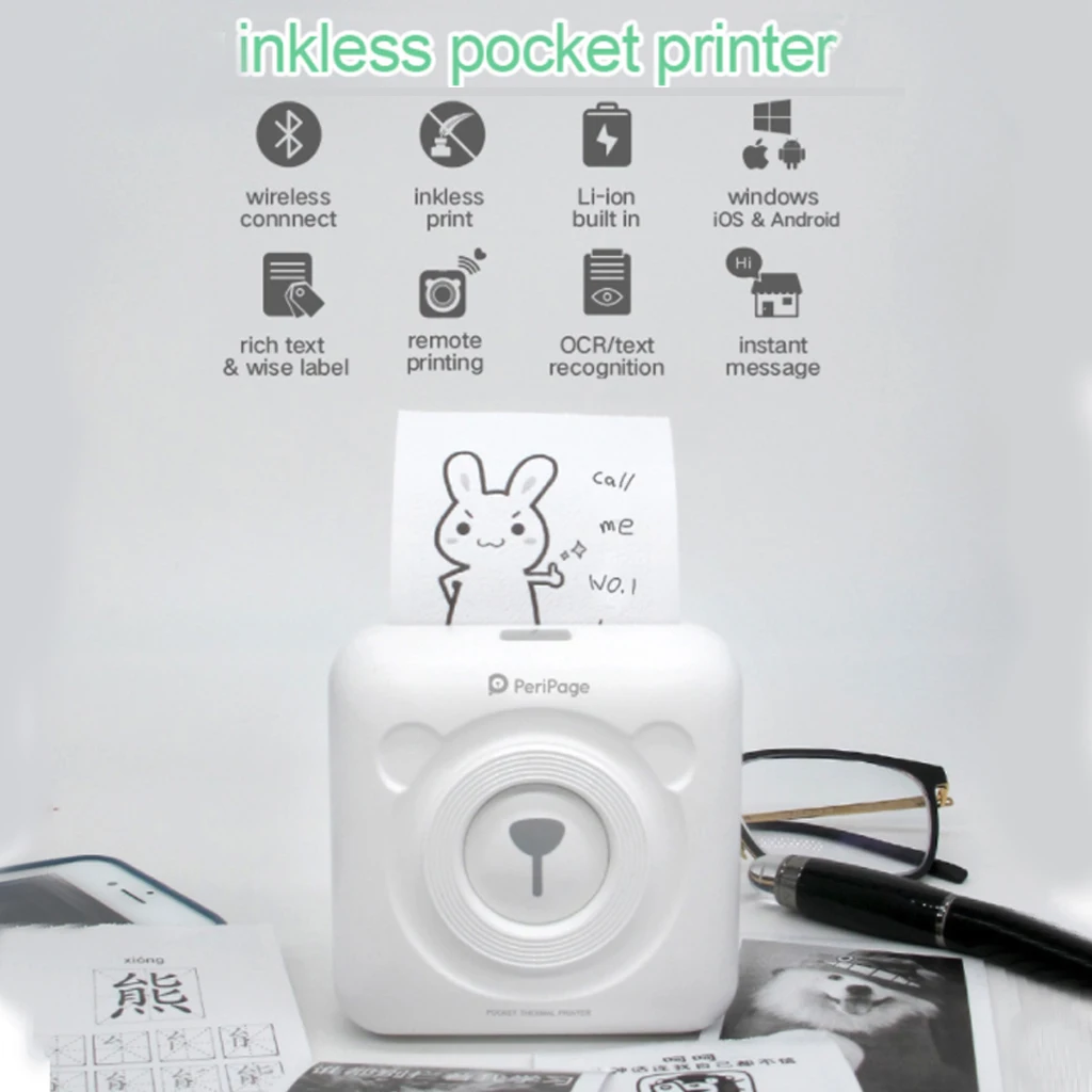 

PeriPage A6 Portable Thermal Bluetooth Printer Mini Photo Pictures Printer For Mobile Android iOS Phone 58mm Pocket Machine