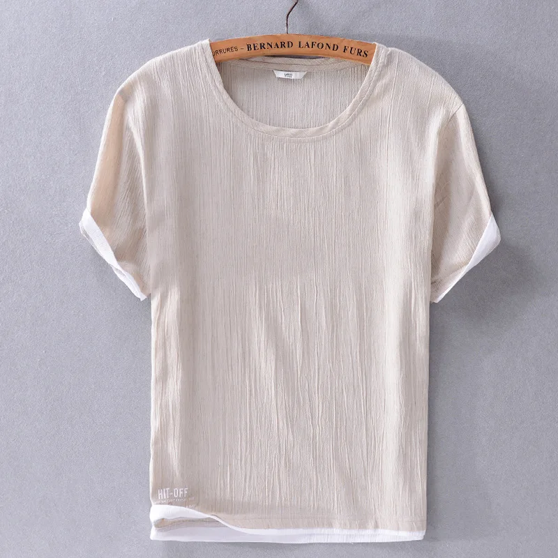 

Новинка 2019, Однотонная футболка, мужские футболки из хлопка и льна, летние футболки, топы